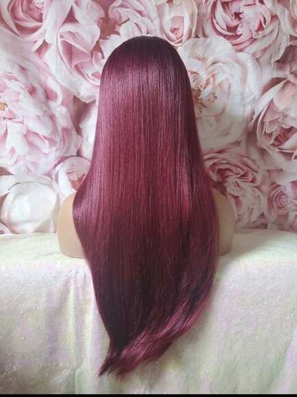 Human hair blend lace front wig main image 4